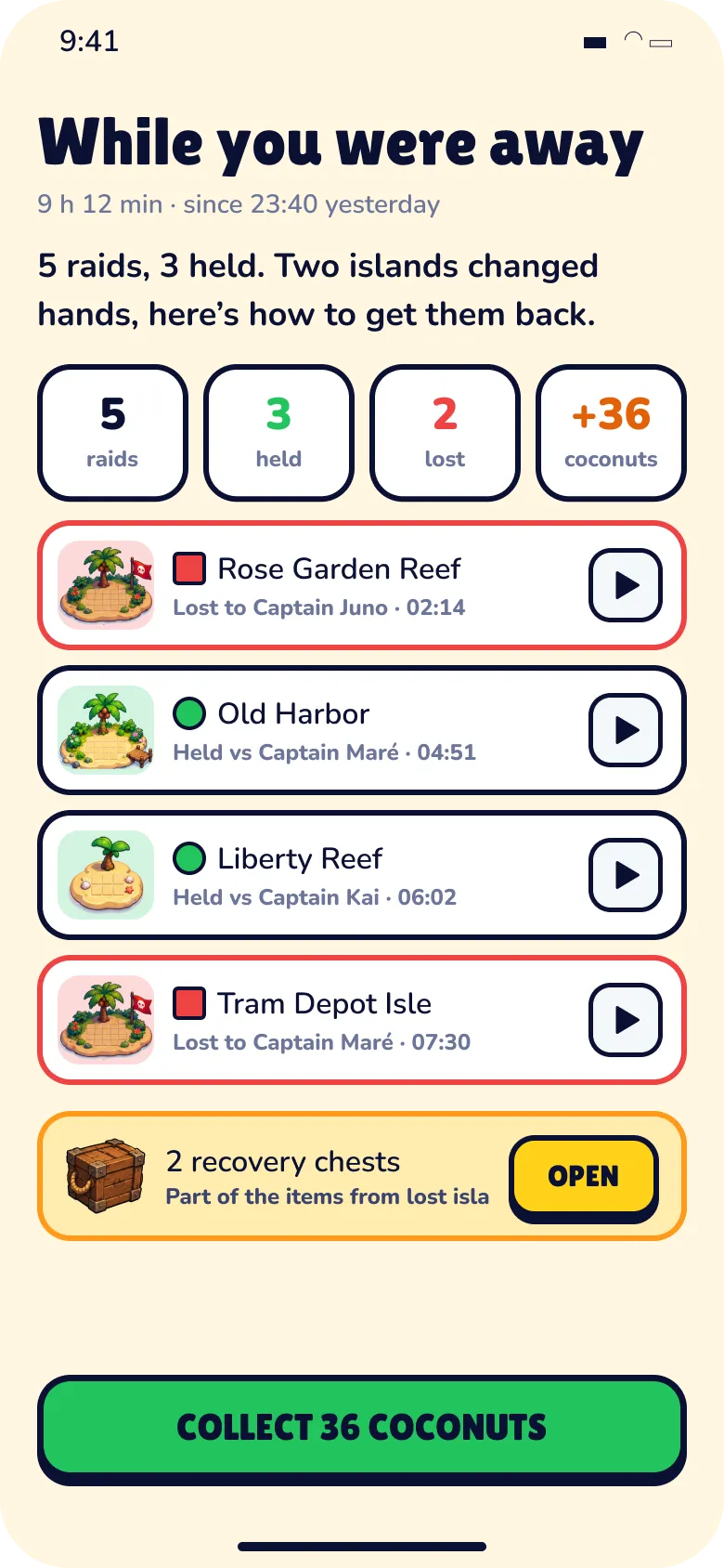 Atlas Rush screen D6 · While you were away