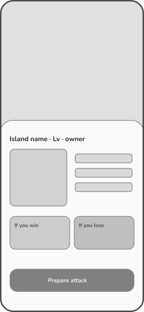 Low-fi wireframe: Island sheet (enemy)