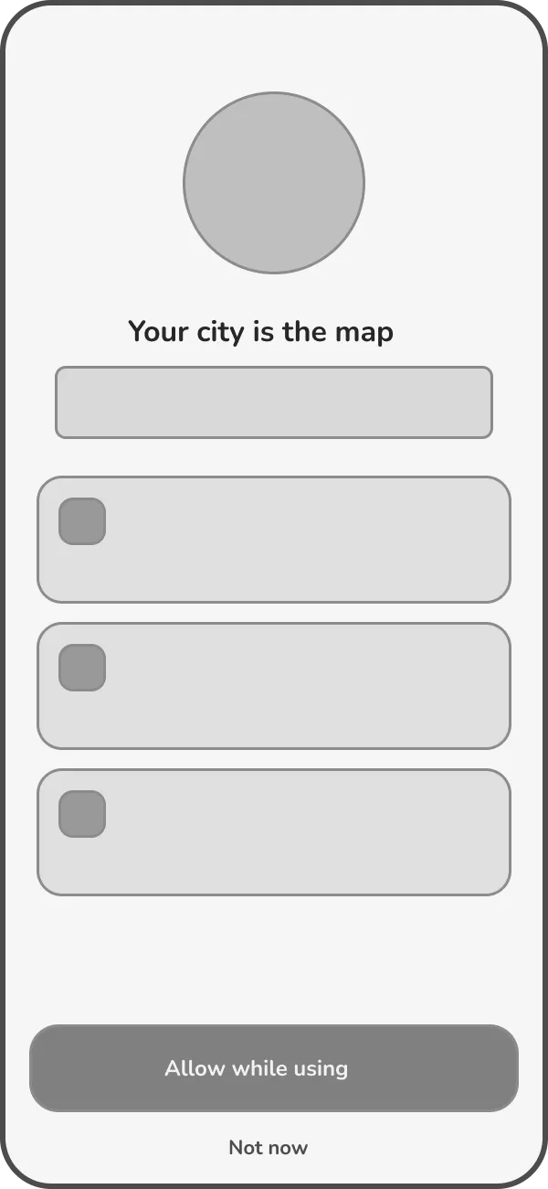 Low-fi wireframe: Location pre-permission